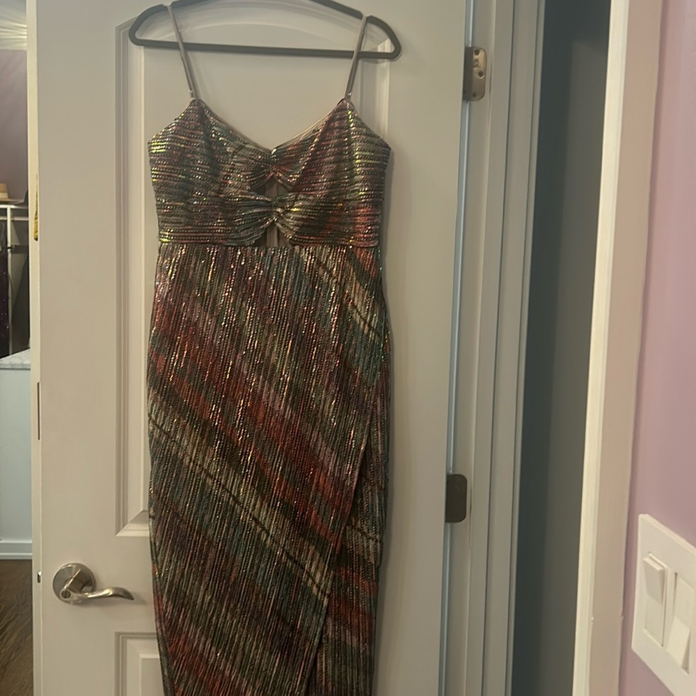 Rainbow sequin cutout midi